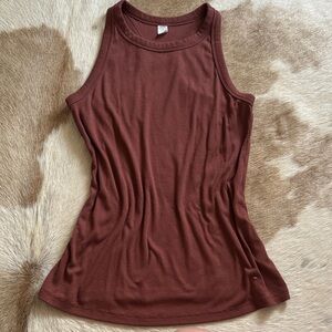 Women's Sleeveless Ribbed Top - Brown